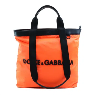 Pre-owned Dolce & Gabbana Black Neon Orange Nylon Shoulder Bag Tote Bag ()