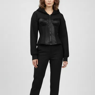 Pre-owned Dolce & Gabbana Black Neoprene Bustier Detail Hooded Jacket S