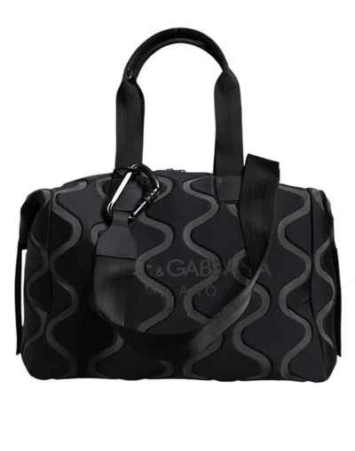 Pre-owned Dolce & Gabbana Black Neoprene Logo Sport Gym Duffel Shoulder Women's Bag ()