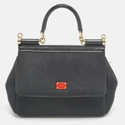 Pre-owned Dolce & Gabbana Black Neoprene Small Miss Sicily Top Handle Bag