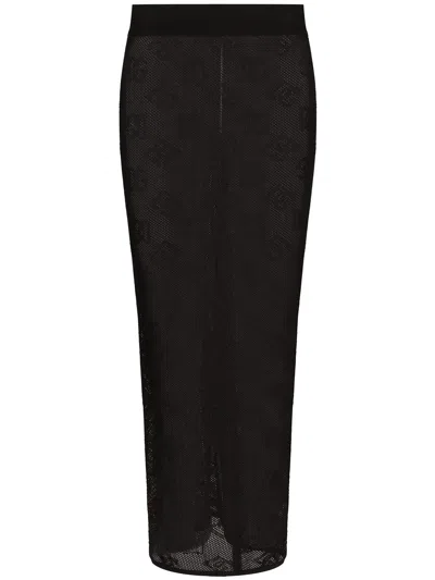 DOLCE & GABBANA DOLCE & GABBANA BLACK NET STITCH PENCIL SKIRT