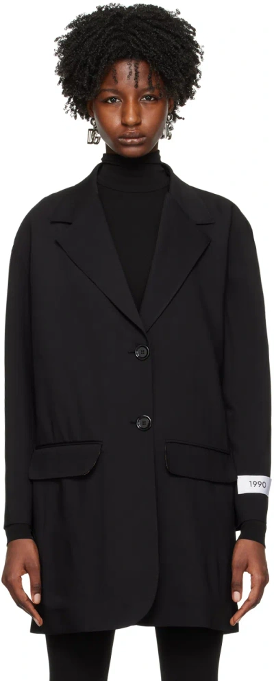 Dolce & Gabbana Black Notched Lapel Blazer In N0000 Nero