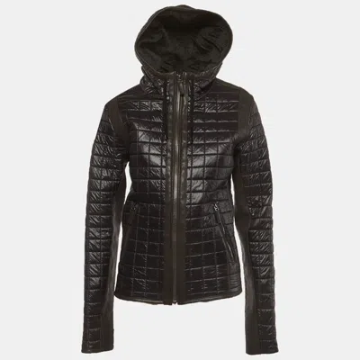 Pre-owned Dolce & Gabbana Black Nylon And Leather Trim Puffer Jacket M