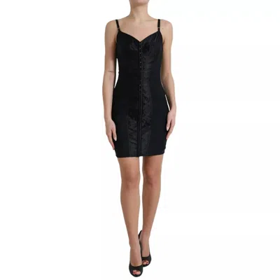 Pre-owned Dolce & Gabbana Black Nylon Bodycon Corset Bustier Mini Women's Dress ()