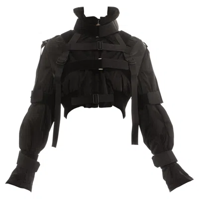 Pre-owned Dolce & Gabbana Black Nylon Cropped Parachute Bondage Jacket, Fw 2003