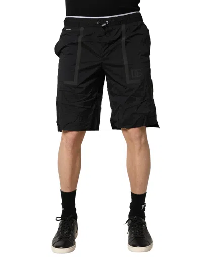 Pre-owned Dolce & Gabbana Black Nylon Elastic Waist Swim Shorts Men's Swimwear ()