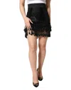 Dolce & Gabbana Black Nylon Embellished Lace Mini Skirt In Black