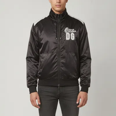 Pre-owned Dolce & Gabbana Black Nylon Embroidered Boxe Dg Logo Zip Up Jacket Xxl