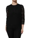 Dolce & Gabbana Black Nylon Lace Long Sleeve Blouse Top