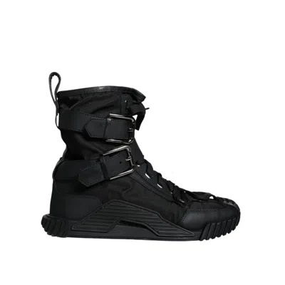 Dolce & Gabbana Black Nylon Lace-up Boots
