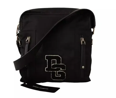 Pre-owned Dolce & Gabbana Black Nylon Leather Dg Logo Patch Messenger Cross Body Men's Bag ()