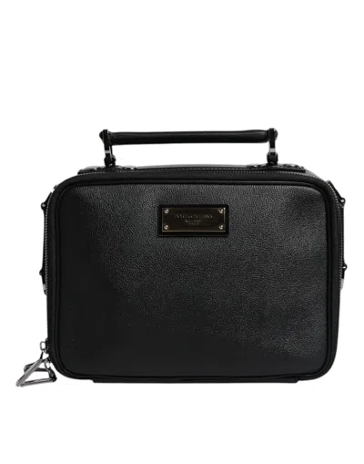 Pre-owned Dolce & Gabbana Black Nylon Leather Logo Top Handle Crossbody Women's Bag ()