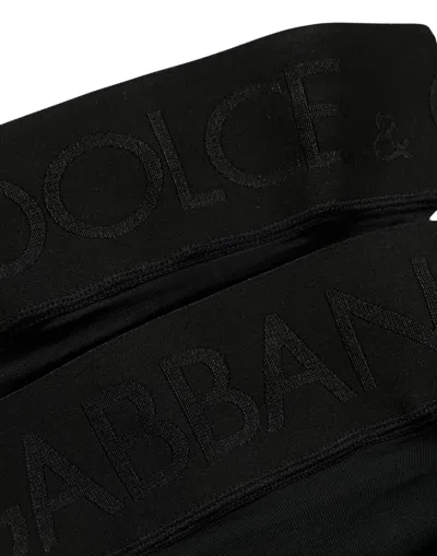 Dolce & Gabbana Black Nylon Logo Calf Long Women Accessory Socks