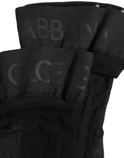 Dolce & Gabbana Black Nylon Logo Calf Long Women Accessory Socks