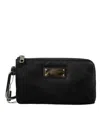 Dolce & Gabbana Black Nylon Logo Plaque Keyring Pouch Clutch Men's Bag In Black