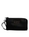 Dolce & Gabbana Black Nylon Logo Plaque Keyring Pouch Clutch Men's Bag In Black