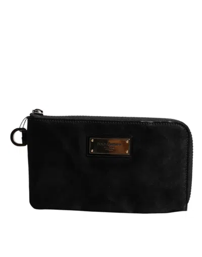 Pre-owned Dolce & Gabbana Black Nylon Logo Plaque Keyring Pouch Clutch Men's Bag ()