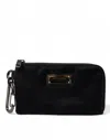 Dolce & Gabbana Black Nylon Logo Plaque Keyring Pouch Clutch Women's Bag In Black