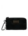 Dolce & Gabbana Black Nylon Logo Plaque Keyring Pouch Clutch Women's Bag In Black