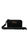 Dolce & Gabbana Black Nylon Logo Plaque Keyring Pouch Clutch Women's Bag In Black