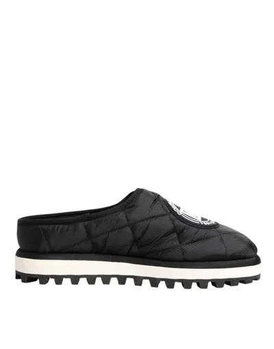 Dolce & Gabbana Black Nylon Low Top Slip On Sneaker Men's Shoes
