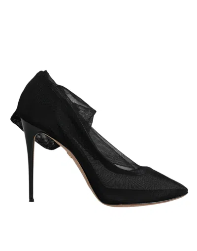 Pre-owned Dolce & Gabbana Black Nylon Mesh Sock Style Boots Women's Shoes ()