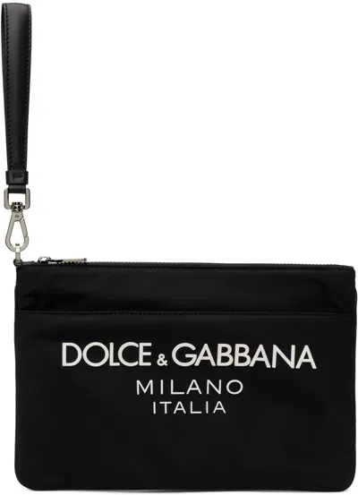 Dolce & Gabbana Black Nylon Pouch In 8b956 Nero/nero