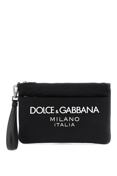 Dolce & Gabbana Black Nylon Pouch With Contrasting Rubberized Logo