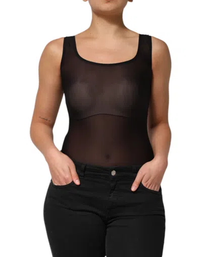 Pre-owned Dolce & Gabbana Black Nylon Sleeveless Round Neck Tank Women's Top ()