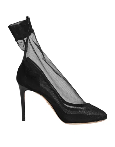Dolce & Gabbana Black Nylon Stretch Mesh Sock Boots  Women's Shoes In Metallic