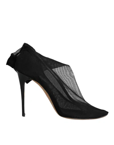 Pre-owned Dolce & Gabbana Black Nylon Stretch Mesh Sock Boots Women's Shoes ()