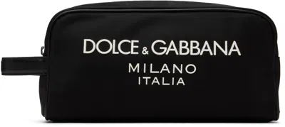 Dolce & Gabbana Black Nylon Toiletry Pouch In 8b956 Nero/nero