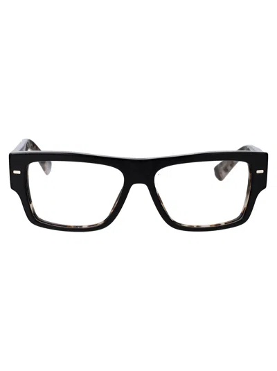 Dolce & Gabbana Black On Grey Havana Acetate Optical Glasses