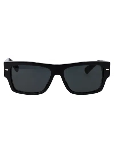 Dolce & Gabbana Black On Grey Havana Acetate Sunglasses