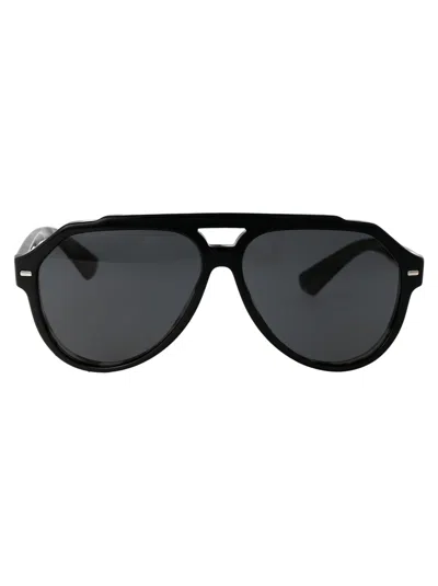 Dolce & Gabbana Black On Grey Havana Acetate Sunglasses In Neutral