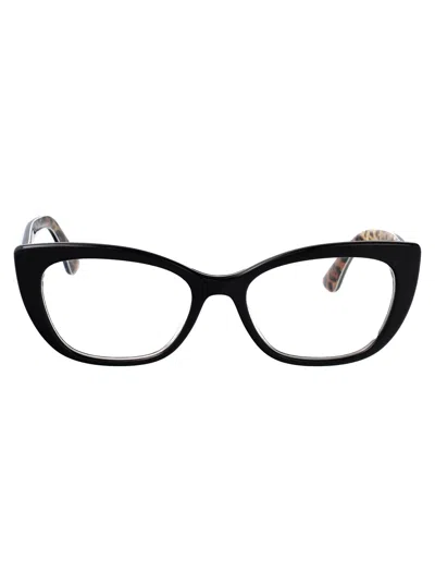 Dolce & Gabbana Black On Leo Brown Acetate Optical Glasses