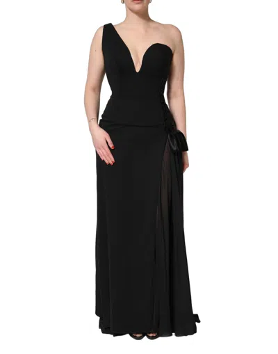 Pre-owned Dolce & Gabbana Black One Shoulder Neckline Long Gown Women's Dress ()