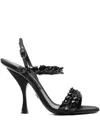 Dolce & Gabbana Sandals H-heel Rayon Leather In Black