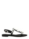 Dolce & Gabbana Black Sandals With Embroidered Stones Decorations In Satin Woman In Black