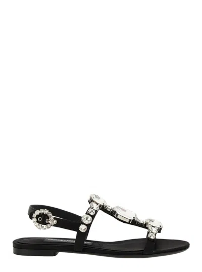 DOLCE & GABBANA BLACK OPEN TOE SANDALS