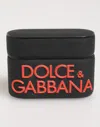 Dolce & Gabbana Black Orange Rubber Logo Embossed Accessory Airpods Case In Black