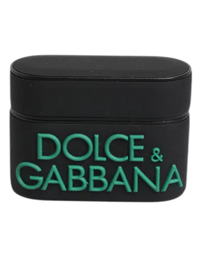 Dolce & Gabbana Black Orange Silicone Embossed Logo Airpods Case Pvc Polycarbonate Rubber Accessory In Transparent