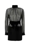 Dolce & Gabbana Black Stretch Silk Blend Minidress In Black