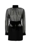 Dolce & Gabbana Black Organza Mini Dress In Black