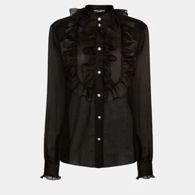 Pre-owned Dolce & Gabbana Black Organza Shirt M