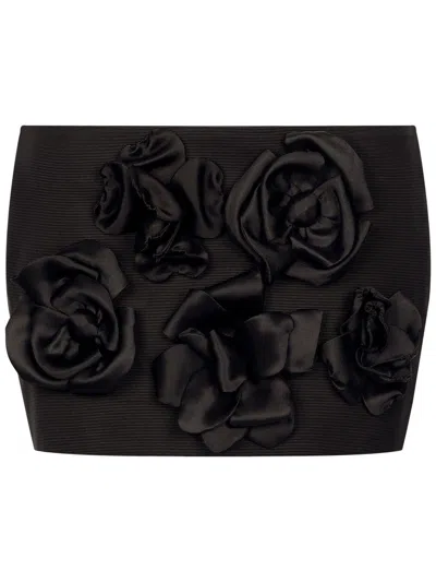 Dolce & Gabbana Black Mini Skirt With Floral Embellishments