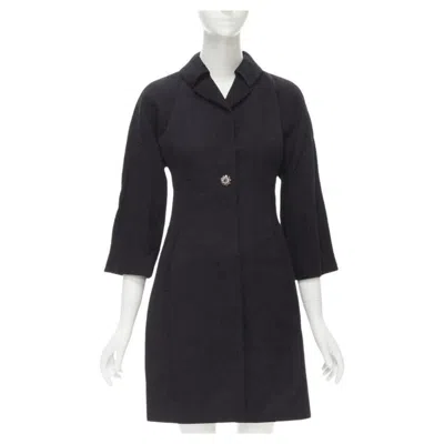 Pre-owned Dolce & Gabbana Dolce Gabbana Black Paisley Jacquard Crystal Button 3/4 Sleeve Coat It36 Xs