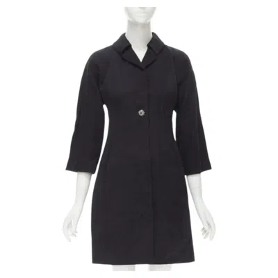Pre-owned Dolce & Gabbana Dolce Gabbana Black Paisley Jacquard Crystal Button 3/4 Sleeve Coat It36 Xs