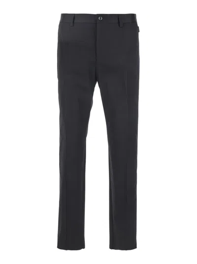 Dolce & Gabbana Black Pants With Embroidered Logo On Side In Cotton Man