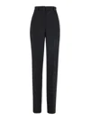 DOLCE & GABBANA BLACK PANTS WITH HIGH WAIST AND BELT LOOPS IN WOOL WOMAN